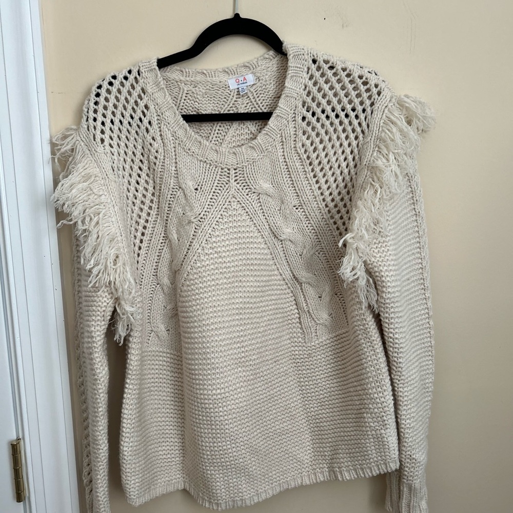 Fringe chunky knit sweater